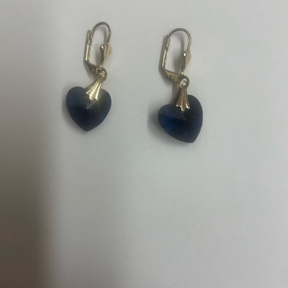 Elegant Blue Heart Earrings Clip on